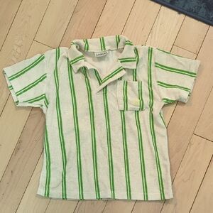 Green Stripe Terry Polo Shirt for Kids - 10 Years